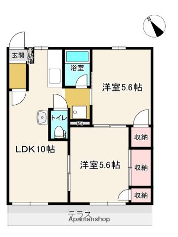 カーサエレナ A(2LDK/1階)の間取り写真