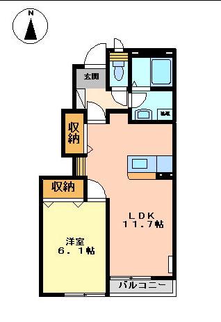 サン・フォレスタ(1LDK/1階)の間取り写真