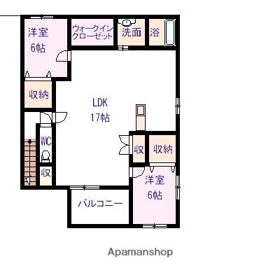シャルムリヴェールⅡA(2LDK/2階)の間取り写真