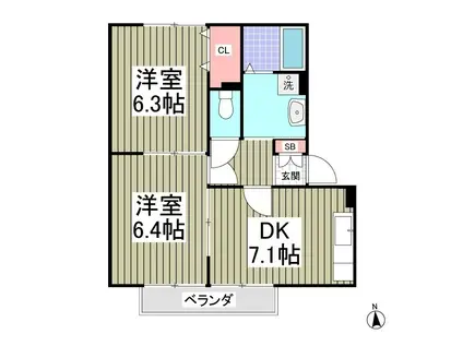 パナステージ四季の郷 C棟(2DK/2階)の間取り写真