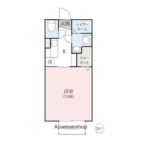 APAMO東(1K/1階)の間取り写真