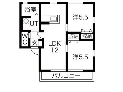 KINO HOUSE(2LDK/1階)の間取り写真