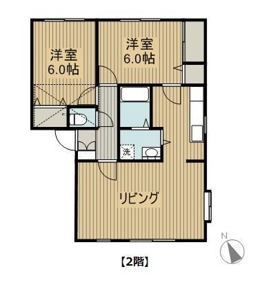 オーキッドB(2LDK/2階)の間取り写真
