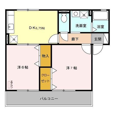 クラベールA/B(2DK/2階)の間取り写真