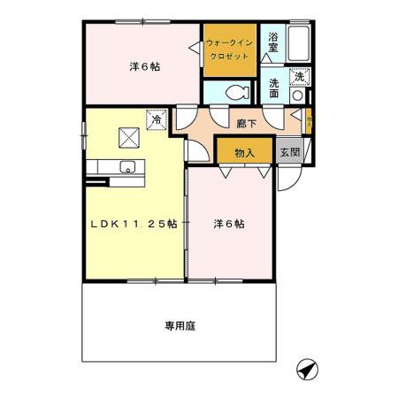 メゾン リベルテ C/D/E(2LDK/1階)の間取り写真