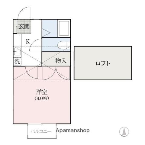 コットンピュア(1K/2階)の間取り写真