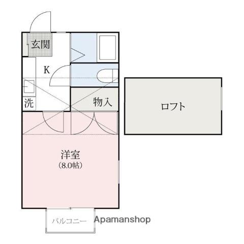 コットンピュア(1K/2階)の間取り写真