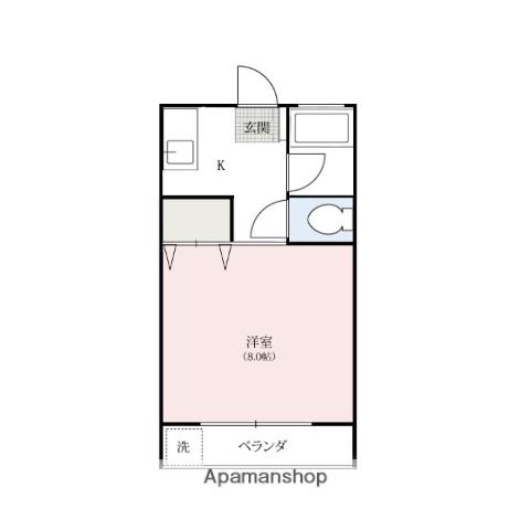 イーストリバーハイツ(1K/2階)の間取り写真