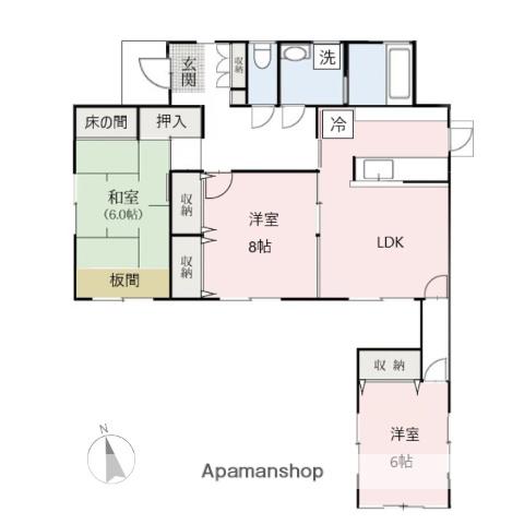 両毛線 岩宿駅 徒歩41分 1階建 築29年(3LDK)の間取り写真