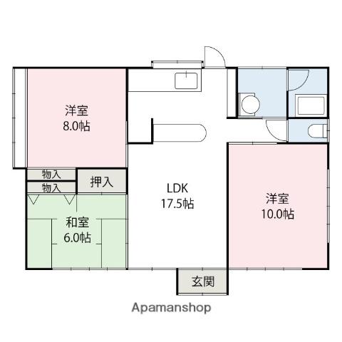 上毛電気鉄道上毛線 桐生球場前駅 徒歩5分 1階建 築41年(3LDK)の間取り写真