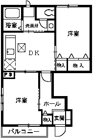 さくらB(2DK/1階)の間取り写真