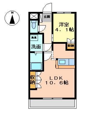 グレイスヴィラ(1LDK/2階)の間取り写真