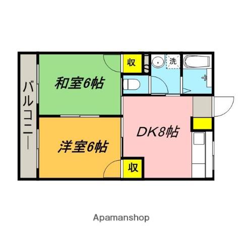 クロノス宮原(2DK/1階)の間取り写真