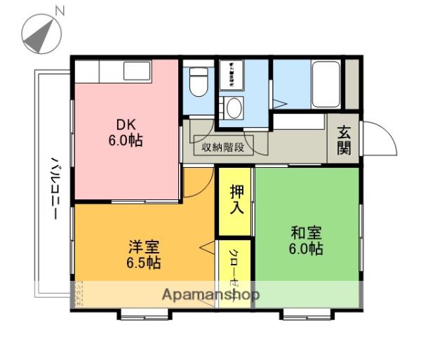 ガーデンヒルズ泉台(2DK/2階)の間取り写真