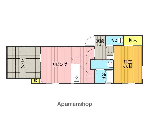 Nフラット(1LDK/2階)の間取り写真