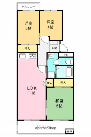 東急ドエル桶川ビレジ(3LDK/4階)の間取り写真