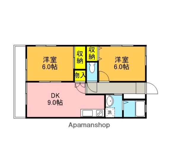 コーポタカノ(2DK/2階)の間取り写真