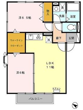 シャルマン(2LDK/2階)の間取り写真