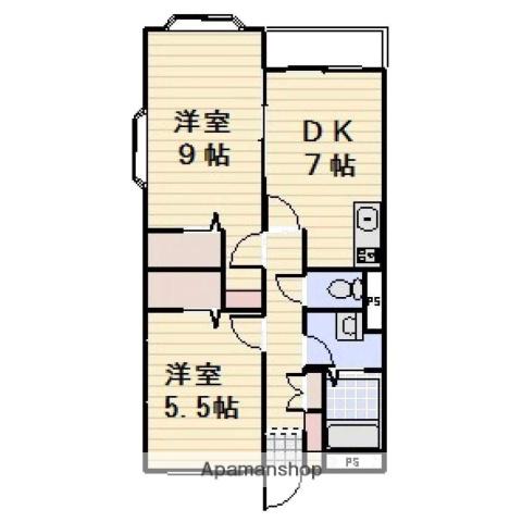 エミネンス(2DK/2階)の間取り写真