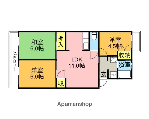 サンライズマンション大宮(3LDK/2階)の間取り写真