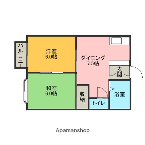フレシール(2DK/2階)の間取り写真