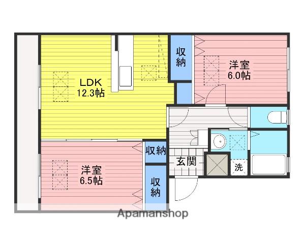 ルネスKM Ⅰ・Ⅱ・Ⅲ(2LDK/3階)の間取り写真