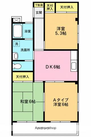 ソワールヨシミヤ(3DK/1階)の間取り写真