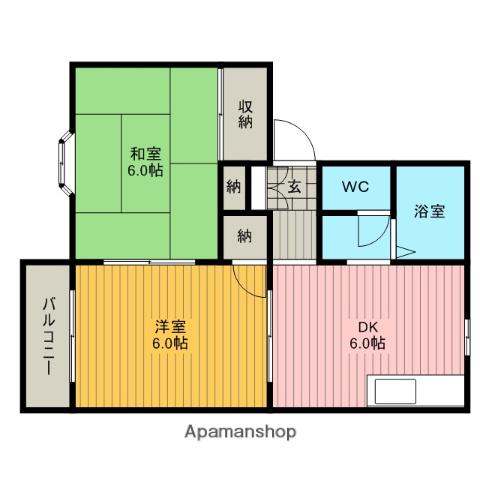 コーポ松本(2DK/1階)の間取り写真