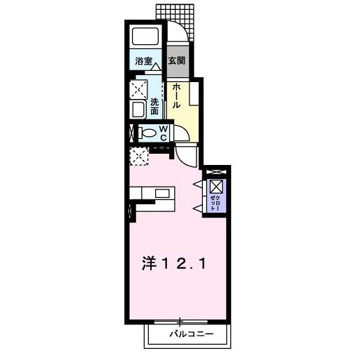 レイクタウン2(ワンルーム/1階)の間取り写真