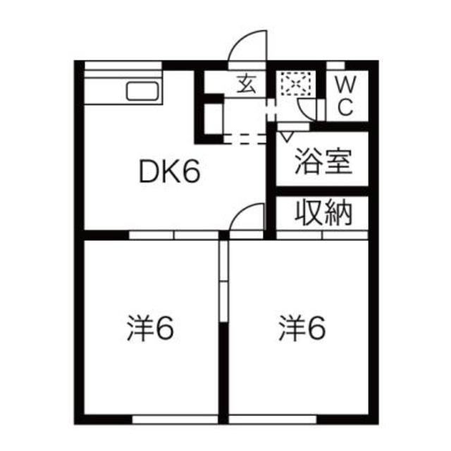 エステートピアコムA(2DK/1階)の間取り写真