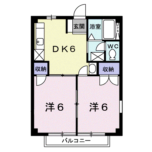 トゥインクルコートPARTⅡ(2DK/2階)の間取り写真