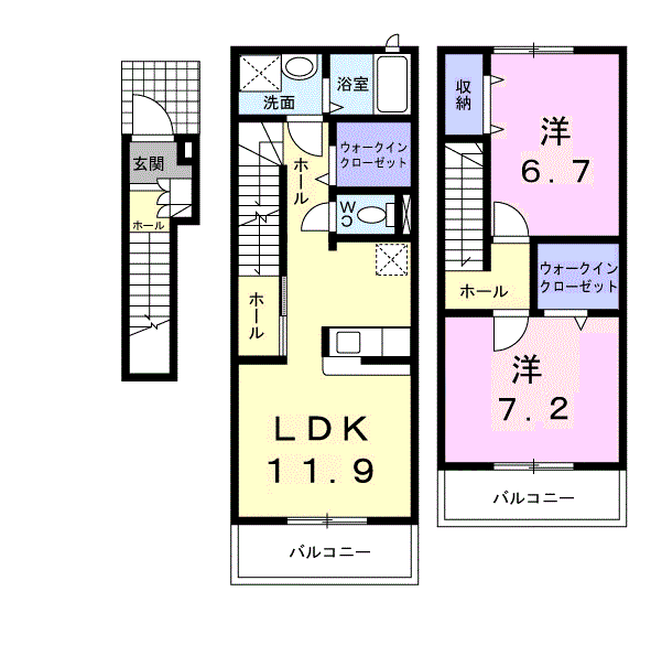 ドリーム KⅡ(2LDK/2階)の間取り写真