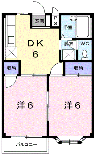 エルディム寿Ⅱ(2DK/2階)の間取り写真