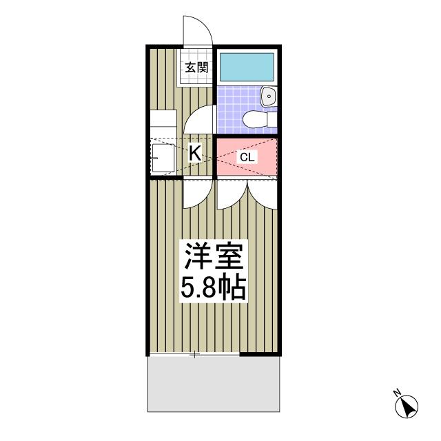 クラスカ上尾(ワンルーム/1階)の間取り写真