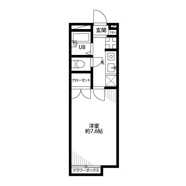 アムール YABE(1K/1階)の間取り写真