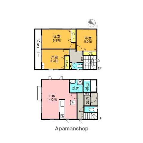 高崎線 上尾駅 徒歩28分 2階建 築6年(3LDK)の間取り写真