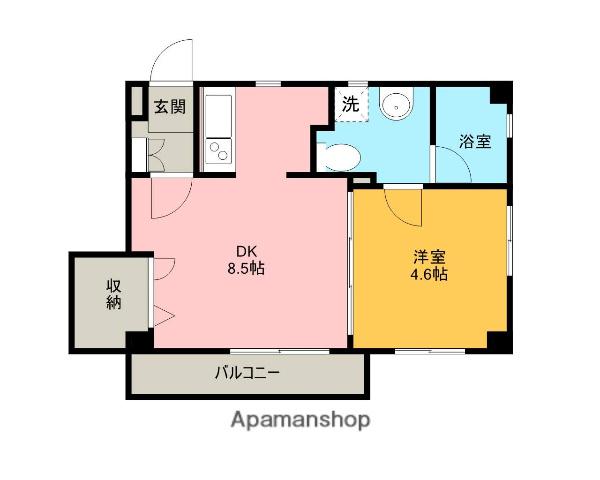 ルクーク(1DK/2階)の間取り写真