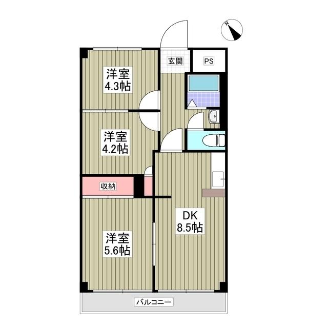 サンライズマンション 上尾(3DK/2階)の間取り写真