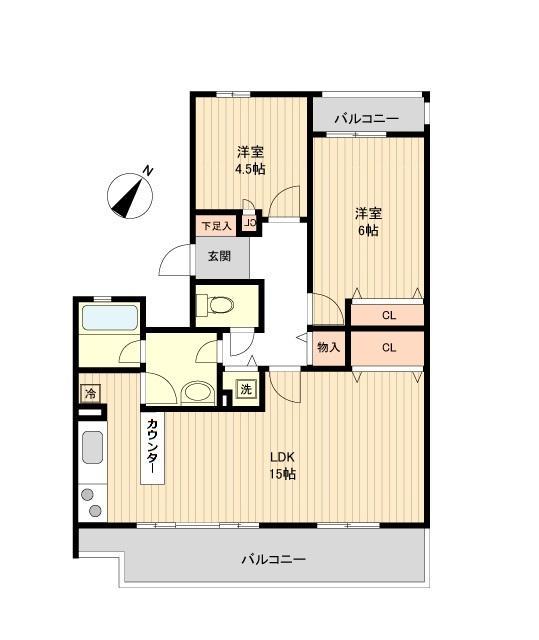 セレーノ大宮D棟(2LDK/4階)の間取り写真