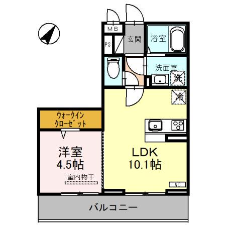 ノーブルパレス(1LDK/3階)の間取り写真