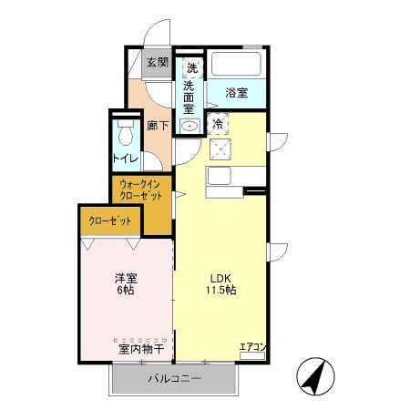 ティエルノ(1LDK/1階)の間取り写真