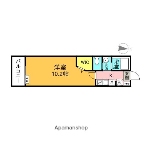 ティアラ西大宮(1K/2階)の間取り写真