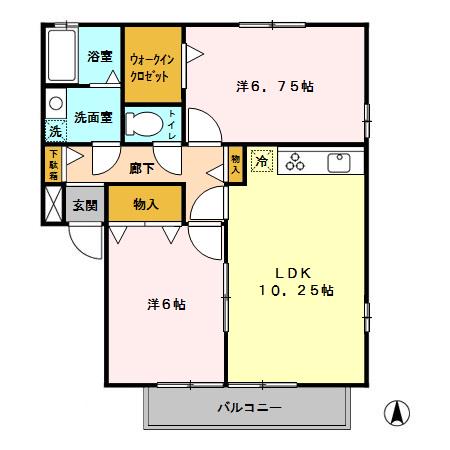 グランメールA/B/C(2LDK/1階)の間取り写真