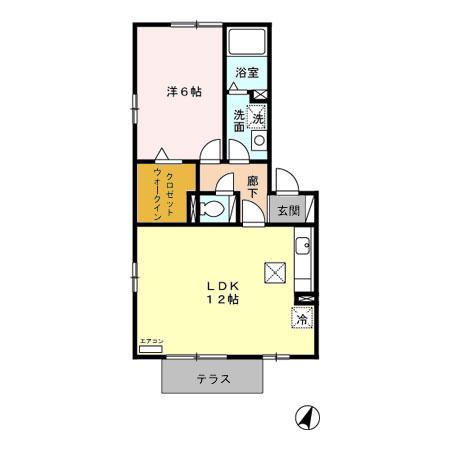 ピュアコート壱番館(1LDK/1階)の間取り写真