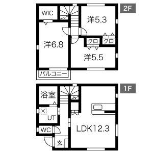 埼玉県鴻巣市 2階建 築1年(3LDK)の間取り写真