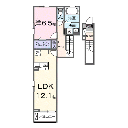 サニー ウエスト(1LDK/2階)の間取り写真