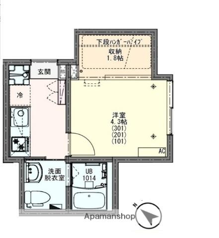 KEIAI RESIDENCE宮原(1K/1階)の間取り写真