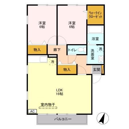 サンモール・ソシア2(2LDK/1階)の間取り写真