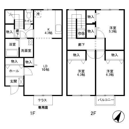 パークサイド　Ａ(3LDK)の間取り写真