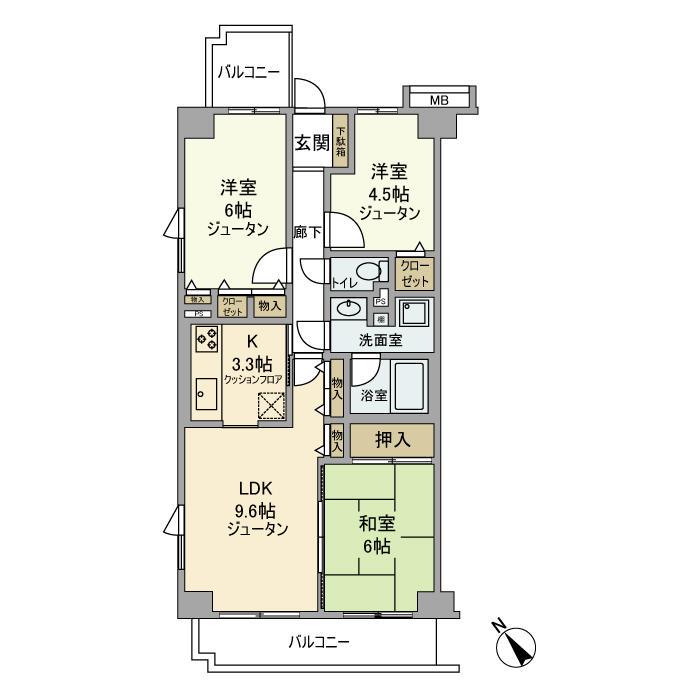 クレストコート上尾(3LDK/5階)の間取り写真